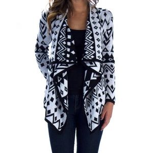 Tribal Print Drape Front Cardigan || ark & co.